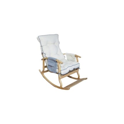 Özmob Relax Lüx Ahşap Çift Minderli Çift Cepli Sallanan Sandalye Krem/gri - Görsel 2