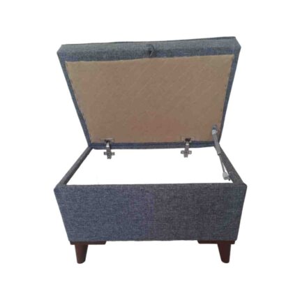 Mc Mobilya Sahra Peri Sandıklı Düz Keten Kumaş Sandıklıpuf Bench Puf Tabure Pistonlu 60X40 cm - Görsel 3