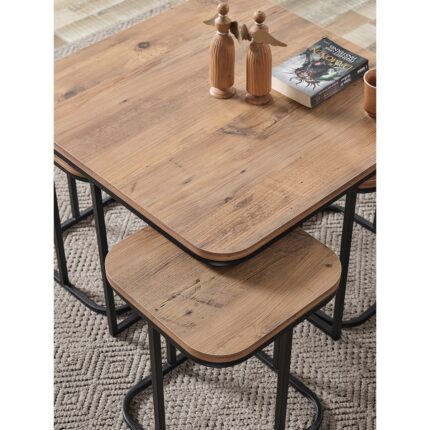 Sedaş Living Units Pelikan 4+1 Antik Çam Ahşap Siyah Metal Ayak Takım Sehpa Sedaş_lıvıng_unıts_sehpa - Görsel 4