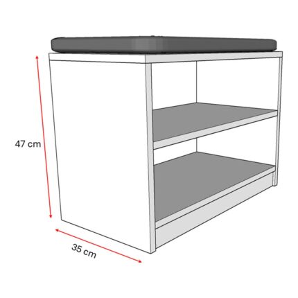 Asra Trend MDF Puflu Ayakkabılık – 2 Raflı, 60 cm, Oturaklı Ayakkabı Düzenleyici, PUF02 - Görsel 5