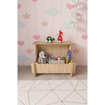 Zeo Wood Design Çok Amaçlı Kutu Oyuncak Kutusu Oyuncak Dolabı - Görsel 2