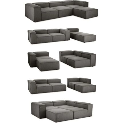 Edsy Home Mira Relax 4 Modül Köşe Koltuk ( Antrasit ) Keten Kumaş - Görsel 5
