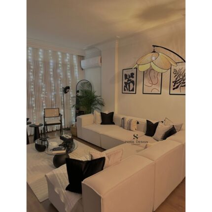 S Home Design Concept Frida 5 Modül Pofidik Modüler Kanepe L Köşe Koltuk Takımı, Yönsüz Kadife - Görsel 2