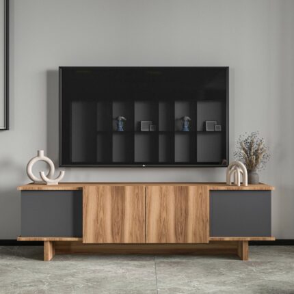 Alonex Home Diana 180 cm Tv Ünitesi , Ceviz- Antrasit Tv Ünitesi - Görsel 2