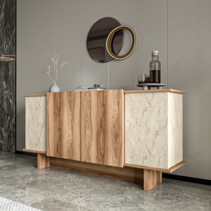 Alonex Home Diana 180 cm Konsol , Ceviz- Mermer Desenli Konsol - Görsel 3