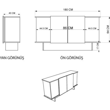 Alonex Home Diana 180 cm Konsol , Ceviz- Mermer Desenli Konsol - Görsel 5