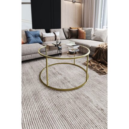Dekopratik Berlin Orta Sehpa – Temperli Cam Üst, Altın Sarı Metal Ayak, Minimalist Tasarım, 80x80x45 cm, Salon Dekoruna Uyumlu - Görsel 5