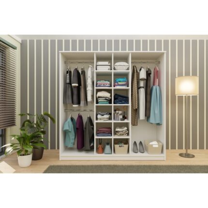 Metalia Gm 089 Favorite 6 Kapılı Aynasız Beyaz Siyah Kulplu Gardırop - Görsel 3