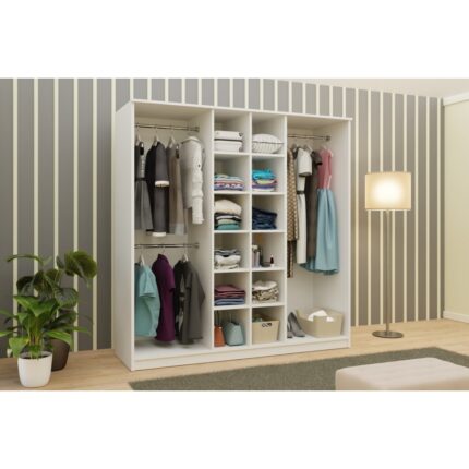 Metalia Gm 089 Favorite 6 Kapılı Aynasız Beyaz Siyah Kulplu Gardırop - Görsel 4