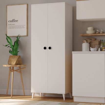 İmbaş Imbaş 2 Kapaklı 5 Raflı Mega Çok Amaçlı Mutfak Dolabı Banyo Dolabı Beyaz - Görsel 2