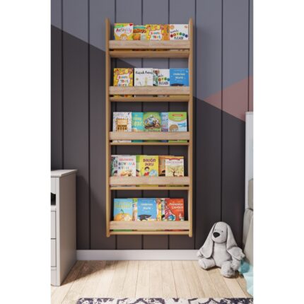 Zeo Wood Design Montessori 5 Raflı Mdf Çocuk Kitaplığı 154*60 - Sonoma