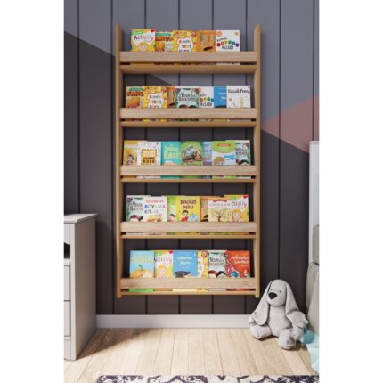 Zeo Wood Design Montessori 5 Raflı Mdf Çocuk Kitaplığı 154*80 cm - sonoma