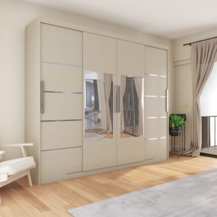 Yilwood Sürgülü Gardırop Dört kapaklı 320/210CM (KOTON VİZON)