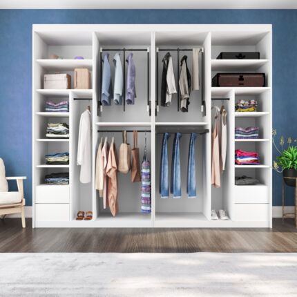 Yilwood Sürgülü Gardırop Dört Kapaklı Dolap 360*230 cm (PARLAK BEYAZ) - Görsel 2