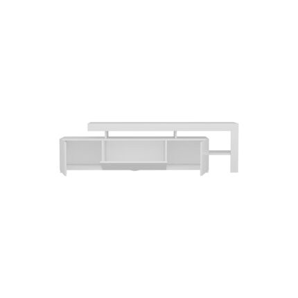 İnarch Dizayn Beliz Modern LED Işıklı 3 Kapaklı, Raflı TV Sehpası – 192 cm - Beyaz - Görsel 3