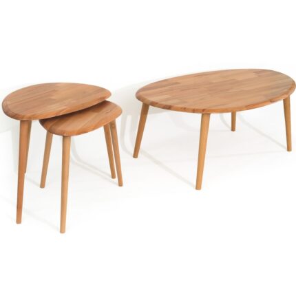Faw Decor Asimetrik Masif Ahşap Orta Sehpa Ve 2'Li Zigon / 3'Lü Zigon Sehpa Set, Modern Masif - Görsel 2