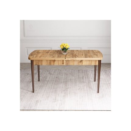 Canisa Atlantik Çam 80X132 Açılabilir Ceviz Vernik Ayaklı Yemek Masası