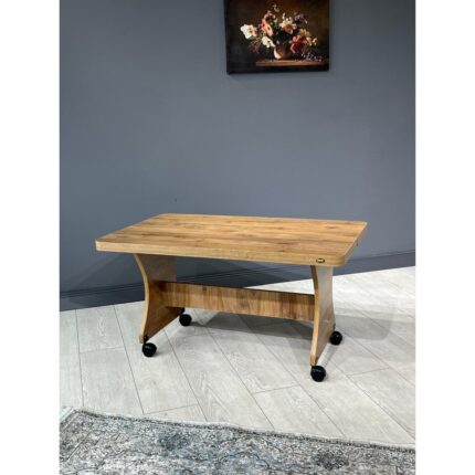 Hey Modüler Mobilya Hey Ada Tekerlekli Kavisli Köşe 100 x 60 Orta Sehpa Ceviz - Görsel 5