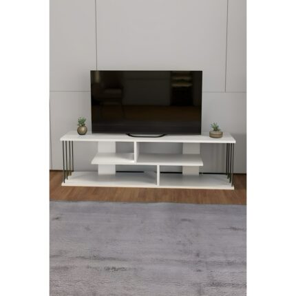 İzmir Alinda Mobilya 140 Cm Çok Raflı Tv Sehpası Beyaz  (5017) - Görsel 3