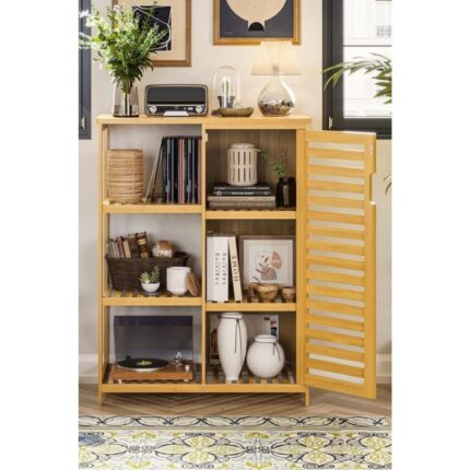Digithome Bambu Masif 3 Raflı Tek Kapaklı Çok Amaçlı Düzenleyici organizer dolap DB-0005 - Görsel 4