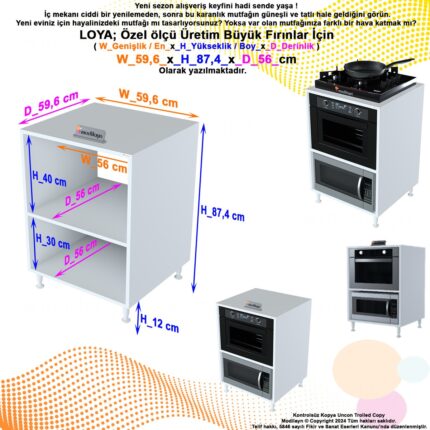 Modilayn LOYA 59,6 x 87,4 x 56 cm Set üstü Ocak Ve Ankastre Fırın Dolabı - Görsel 4
