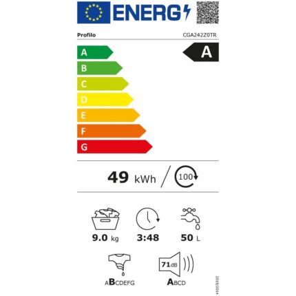 Profilo CGA242Z0TR A Enerji Sınıfı 9 kg 1200 Devir Çamaşır Makinesi - Görsel 5