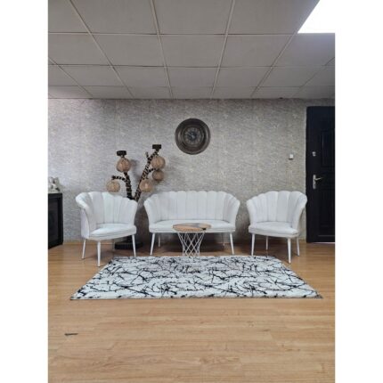 Zafir Papatya Çay Seti Koltuk Takımı Beyaz Boyalı Sivriltme Ayak, Balkon, Salon, Ofis, Cafe Koltuk Takımı