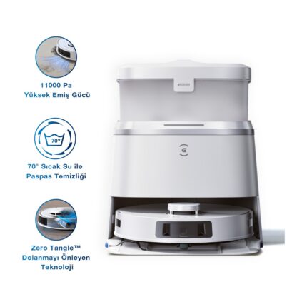 Ecovacs Deebot T30 Pro Omni Akıllı Robot Süpürge ve Paspas Beyaz - Görsel 2