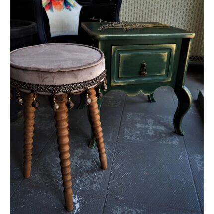 Moza Sanat Yeşil Eskitme Tek Çekmeceli Vintage Komodin - Görsel 3