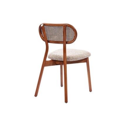 Gazzini Furniture Orpheus Krem Teddy Hazeranlı Ceviz Ahşap Sandalye - Görsel 2