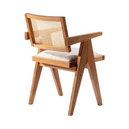 Gazzini Furniture Luna Beyaz Pergel Hazeranlı Model Hasırlı Natural Ahşap Sandalye - Görsel 2