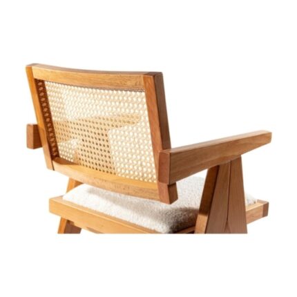 Gazzini Furniture Luna Beyaz Pergel Hazeranlı Model Hasırlı Natural Ahşap Sandalye - Görsel 5