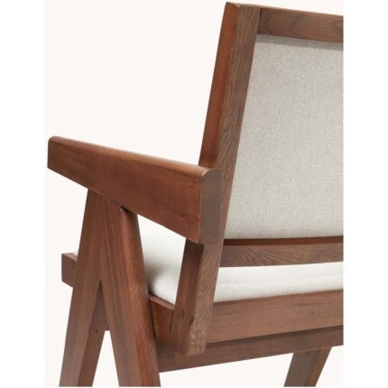 Gazzini Furniture Kalmar Beyaz Kumaş Ceviz Ahşap Sandalye - Görsel 5