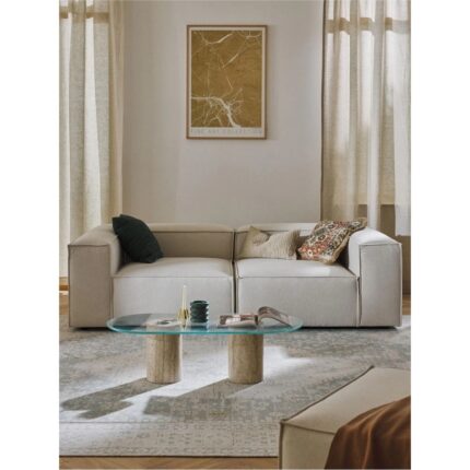 Edsy Home Mira 2 Modüler Ikili Koltuk (Krem) Keten Kumaş - Görsel 2