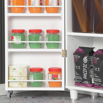 Pasific Home Guzzo Tekerlekli Kiler Dolabı, Çok Amaçlı Erzak Dolabı, 80 cm ,Parlak Beyaz - Görsel 2