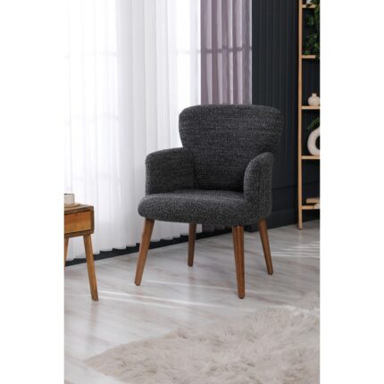 Colormix Berjer Koltuk-cafe-ofis-balkon-teras-bahçe-siyah buklet kumaş-kahverengi ayak