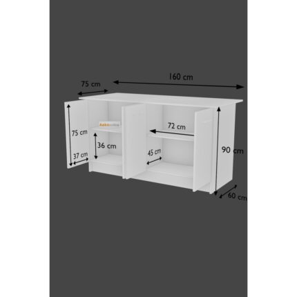 Aeka AE-2040 Vera Mutfak Adası Bar Masası Yemek Masası Dolaplı, Beyaz - Beyaz Raflı, Çok Amaçlı 160 cm - Görsel 3