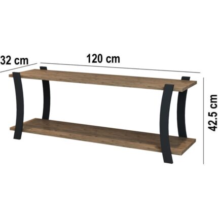 Jest Dekor Konsept Roma Atlantik Çam Ahşap Raflı Televizyon Sehpası, Tv Ünitesi, Tv Sehpası – 120x30 Cm – Şık Ve Dekoratif - Görsel 3