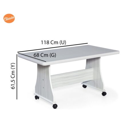Eliusta Tekerlekli Mdf Masa %100 Mdf Salon Orta Sehpa - Görsel 2