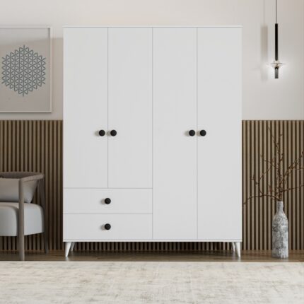 İmbaş Opal 4 Kapaklı 2 Çekmeceli Gardırop