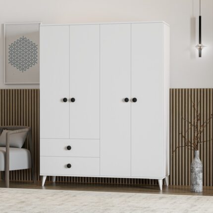 İmbaş Opal 4 Kapaklı 2 Çekmeceli Gardırop - Görsel 2