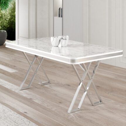 Canisa Rigel Serisi 80x130 Lak Panel Sabit Masa Krom Ayaklı - Görsel 2