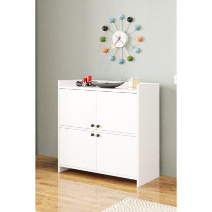 Aeka AE-3060 Forum Beyaz 4 Kapaklı, 4 Raflı, Ayakkabılık, Çok Amaçlı Dolap, Kahve Köşesi, Balkon, Banyo, - Görsel 4