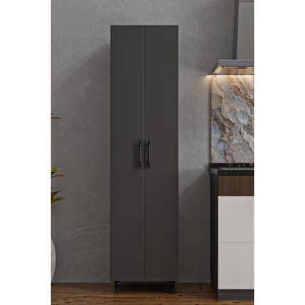 Aeka AE-3085 Selen Çok Amaçlı Dolap Antrasit 7 Raflı, 2 Kapaklı Mutfak Dolabı Kiler Dolabı Banyo Dolabı - Görsel 4