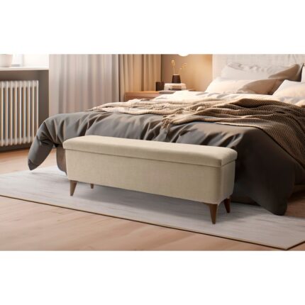Vavonni Sandıklı Puf Bench Tedy Kumaş  Pufidik  Amortsör Kapaklı Puf Bench A +  140 cm