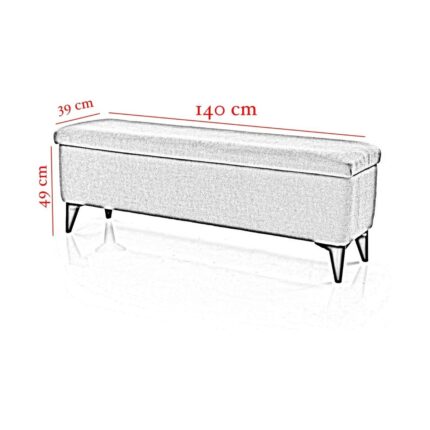 Vavonni Sandıklı Puf Bench Tedy Kumaş  Pufidik  Amortsör Kapaklı Puf Bench A +  140 cm - Görsel 4