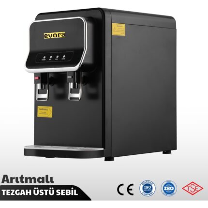 Evora Tezgah Üstü Sıcak Soğuk Arıtmalı Su Sebili Siyah Premium