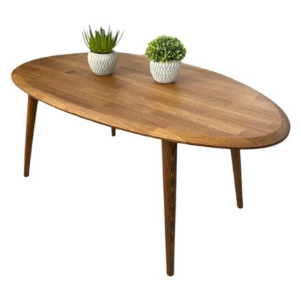 Faw Decor Asimetrik Oval Masif Ahşap Orta Sehpa
