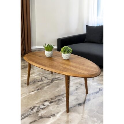 Faw Decor Asimetrik Oval Masif Ahşap Orta Sehpa - Görsel 2
