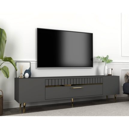 Cantek Dizayn DEKOLP1CT Tv Sehpası Antrasit-Altın - Görsel 2